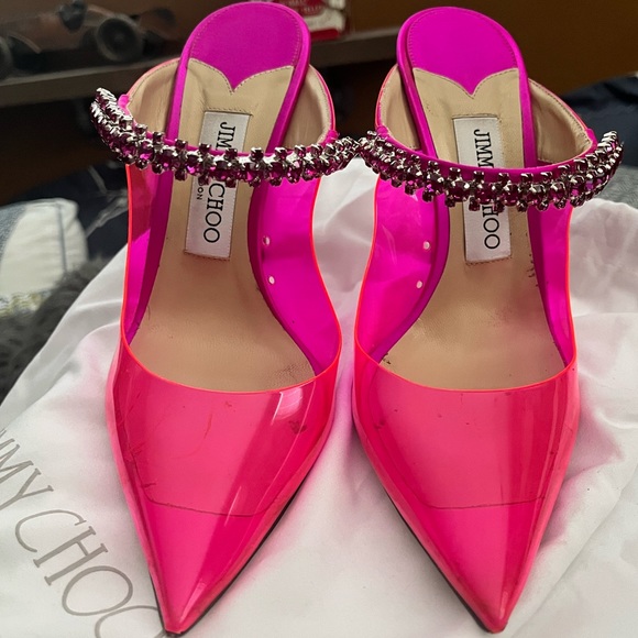 Jimmy Choo Pink Bing PVC Heels size 7 - Picture 6 of 10